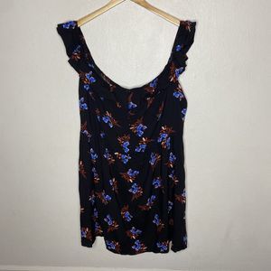 New City Chic Blue Red Floral Mini Dress Off Shoulder Button Front Women’s large